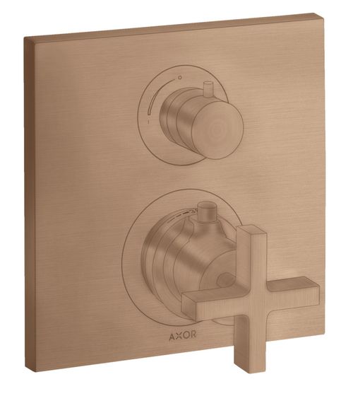 AXOR-HG-AXOR-Citterio-Thermostat-Unterputz-mit-Absperrventil-und-Kreuzgriff-Brushed-Red-Gold-39705310 gallery number 1